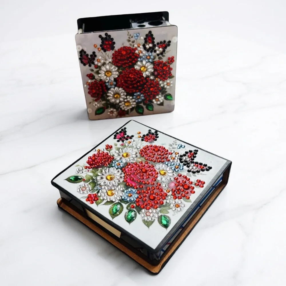 Hand Crafted Diamond Art Floral Desk Set